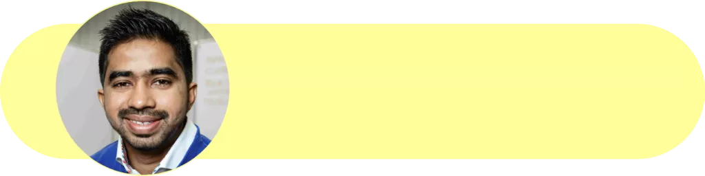 Porträt von Phanindra Gopala Krishna, dem CEO von FRENVI, in einem blauen Pullover vor neutralem Hintergrund.