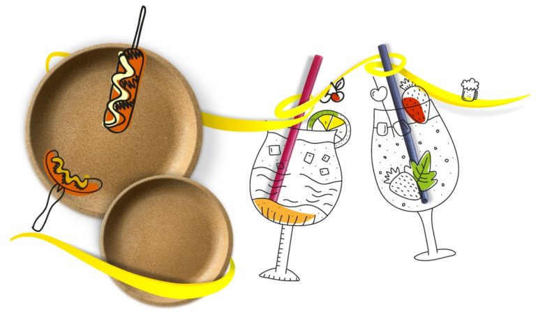 Compostware Produkt Portfolio - Teller und Trinkhalme aus Reiskleie und Reismehl. In nur 30 Tagen kompostierbar und perfekt für Festivals, Caterings oder Gastronomiebetriebe mit Umweltbewusstsein.